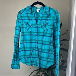Multicolored Plaid “Flannel” Button Down